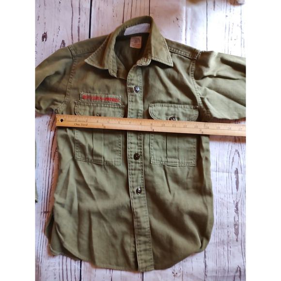 Vintage Boy Scouts of America Official Shirt Sanforized Neck Olive Green READ #2 - Picture 9 of 11